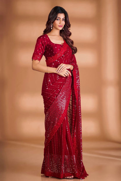 Georgette Sequence Work Sarees