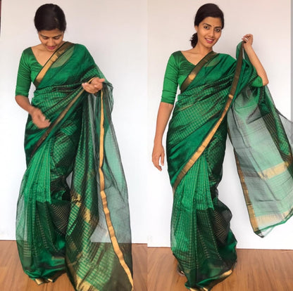 Mangalagiri  Pattu Checked Sarees