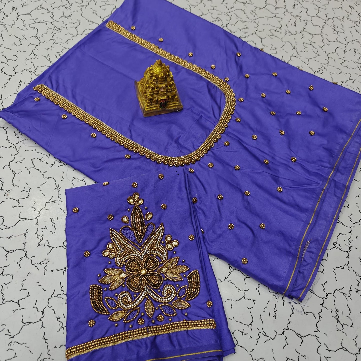 Aari work silk cotton blouse bit