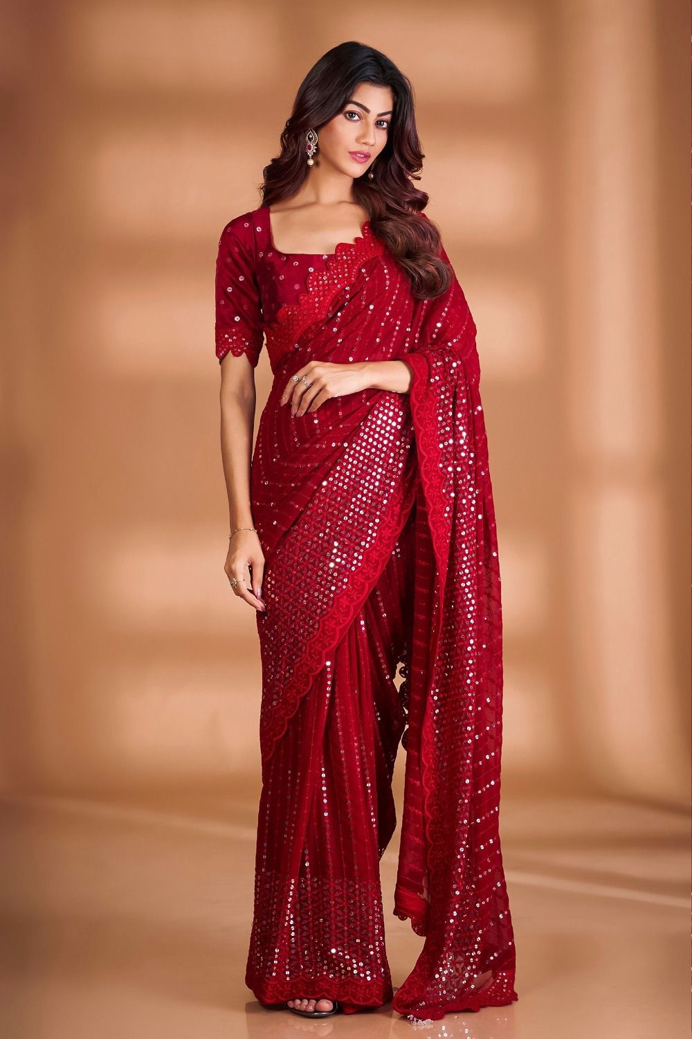 Georgette Sequence Work Sarees