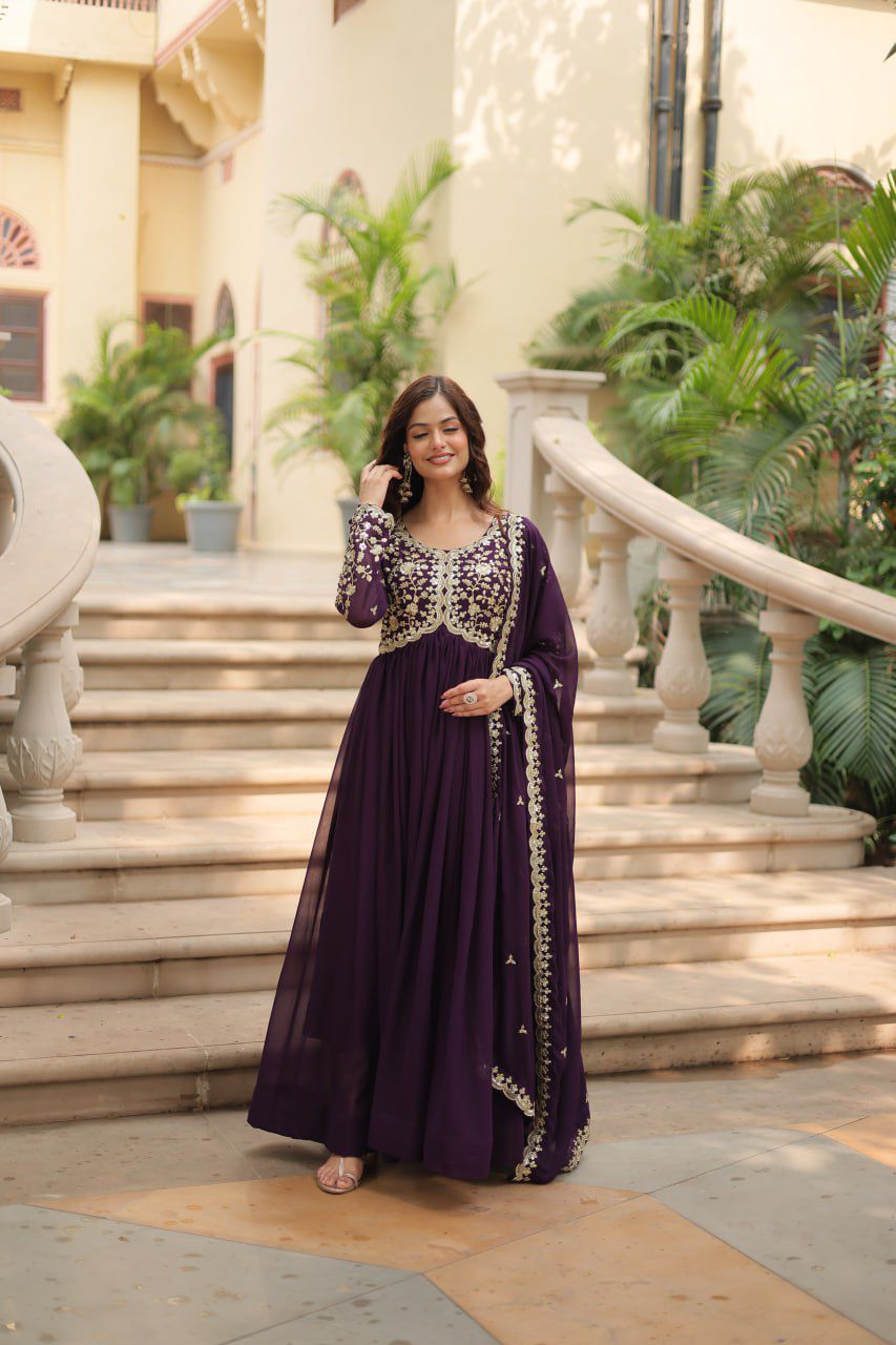 Georgette Silk Gown with Dupatta