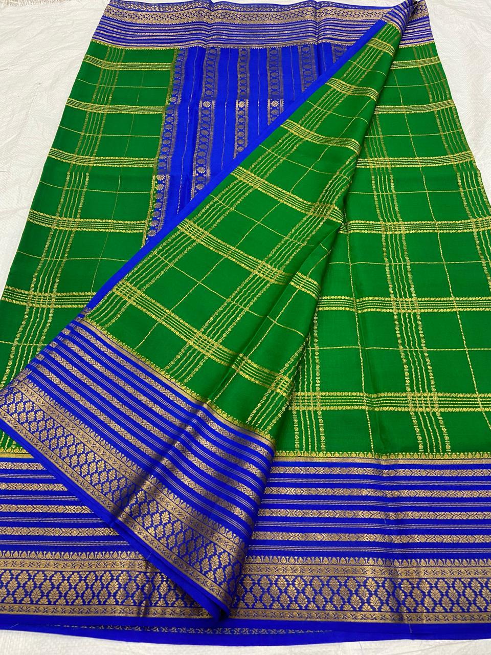 Checked Pure Mysore Silk Sarees