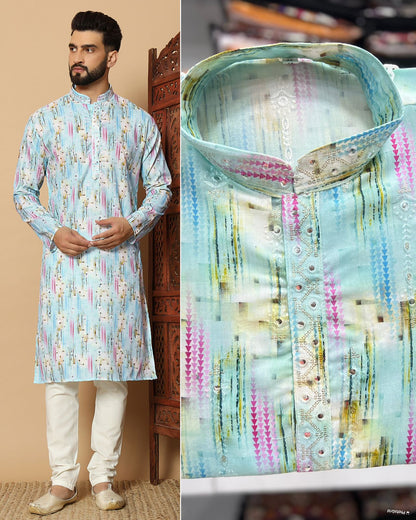 Men's Printed Cotton Kurta