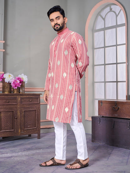 Men's Printed Cotton Kurta