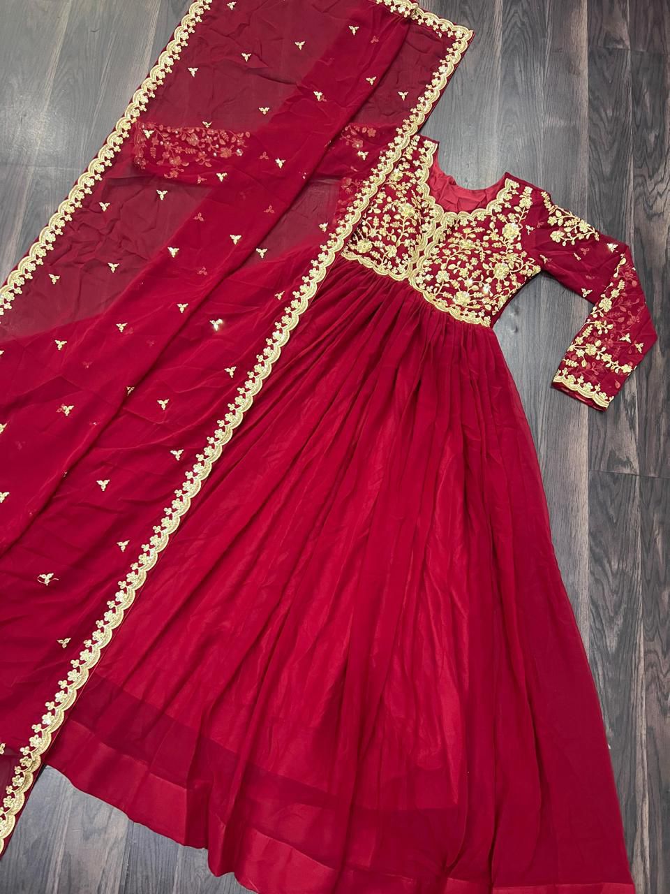 Georgette Silk Gown with Dupatta