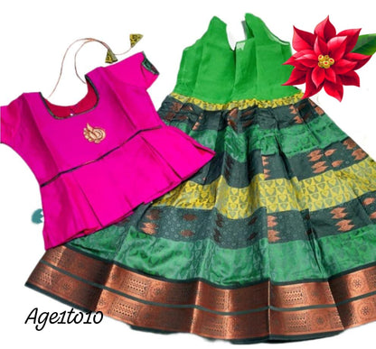 Girls Semi Silk Skirt Blouse