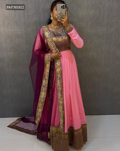 Kanjivaram Silk Gown with Dupatta