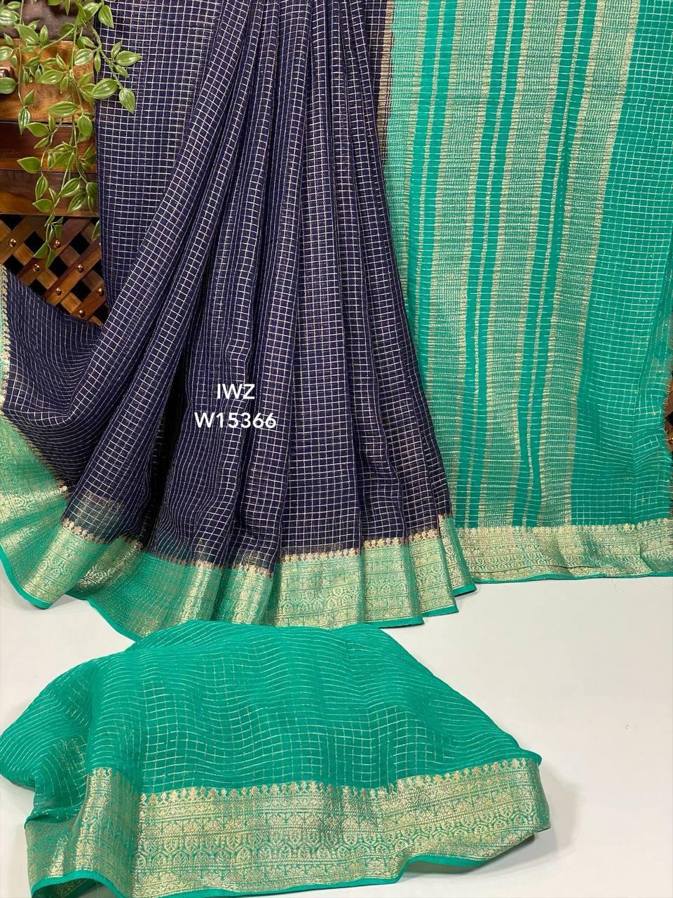 Semi Mysore Silk Checked Sarees