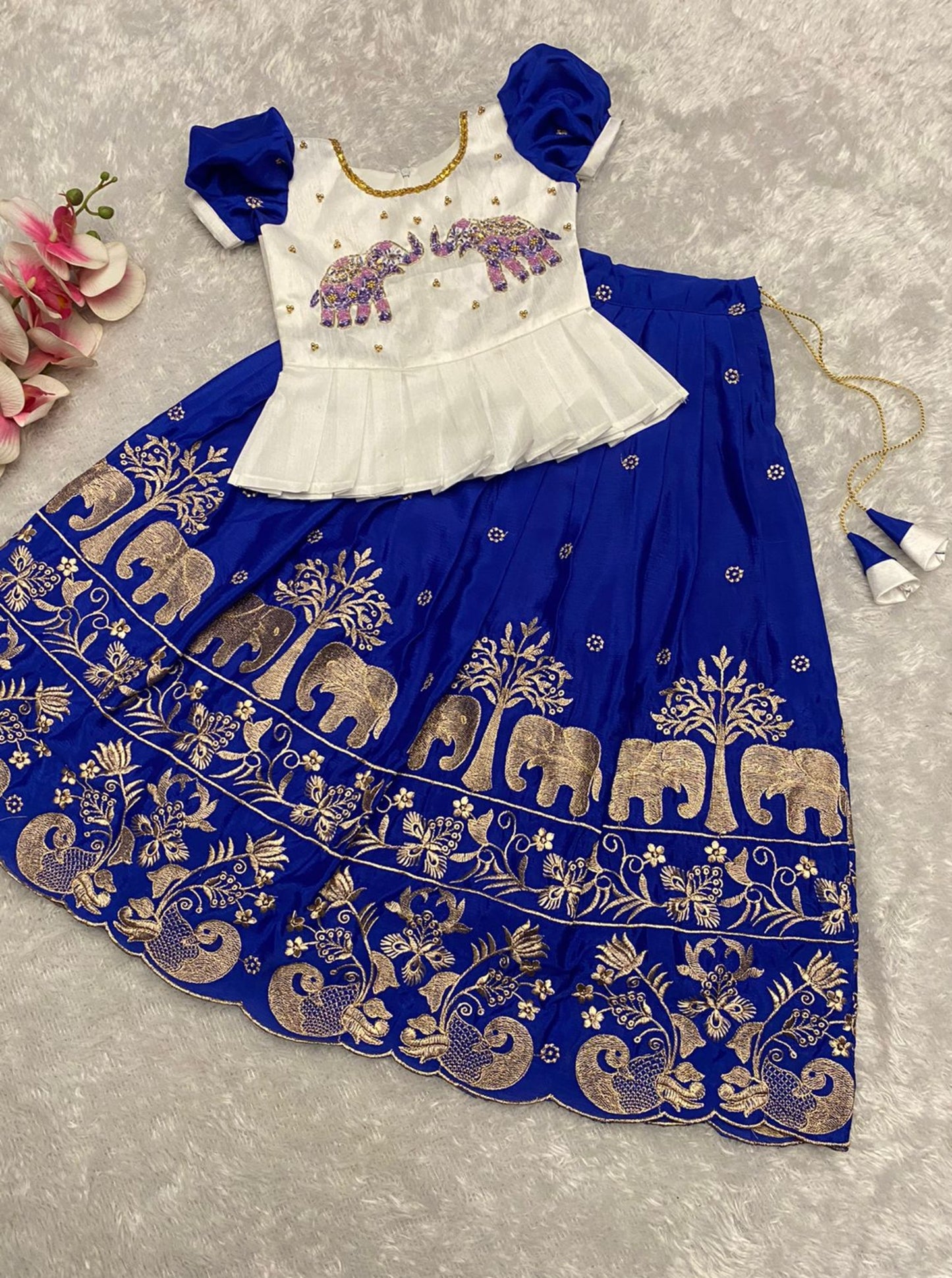 Readymade Chinon Silk  Lehengas for Girls