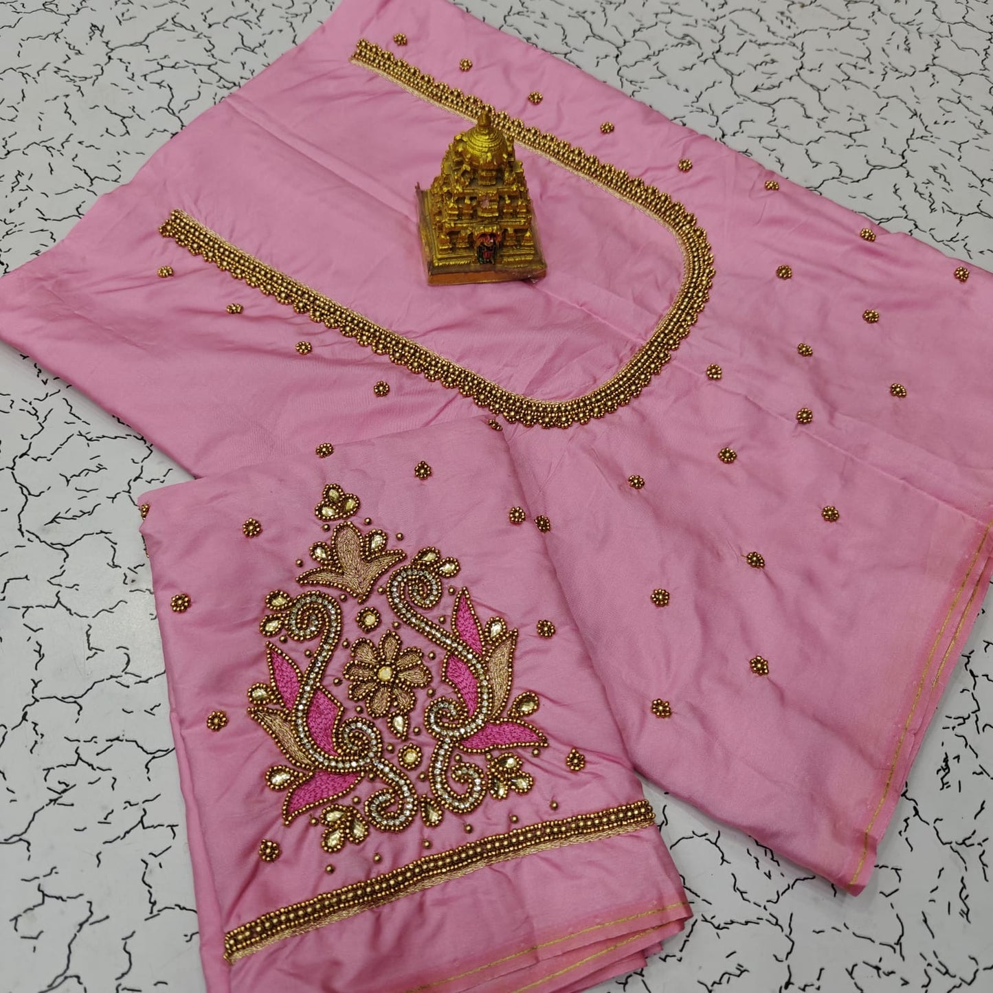 Aari work silk cotton blouse bit