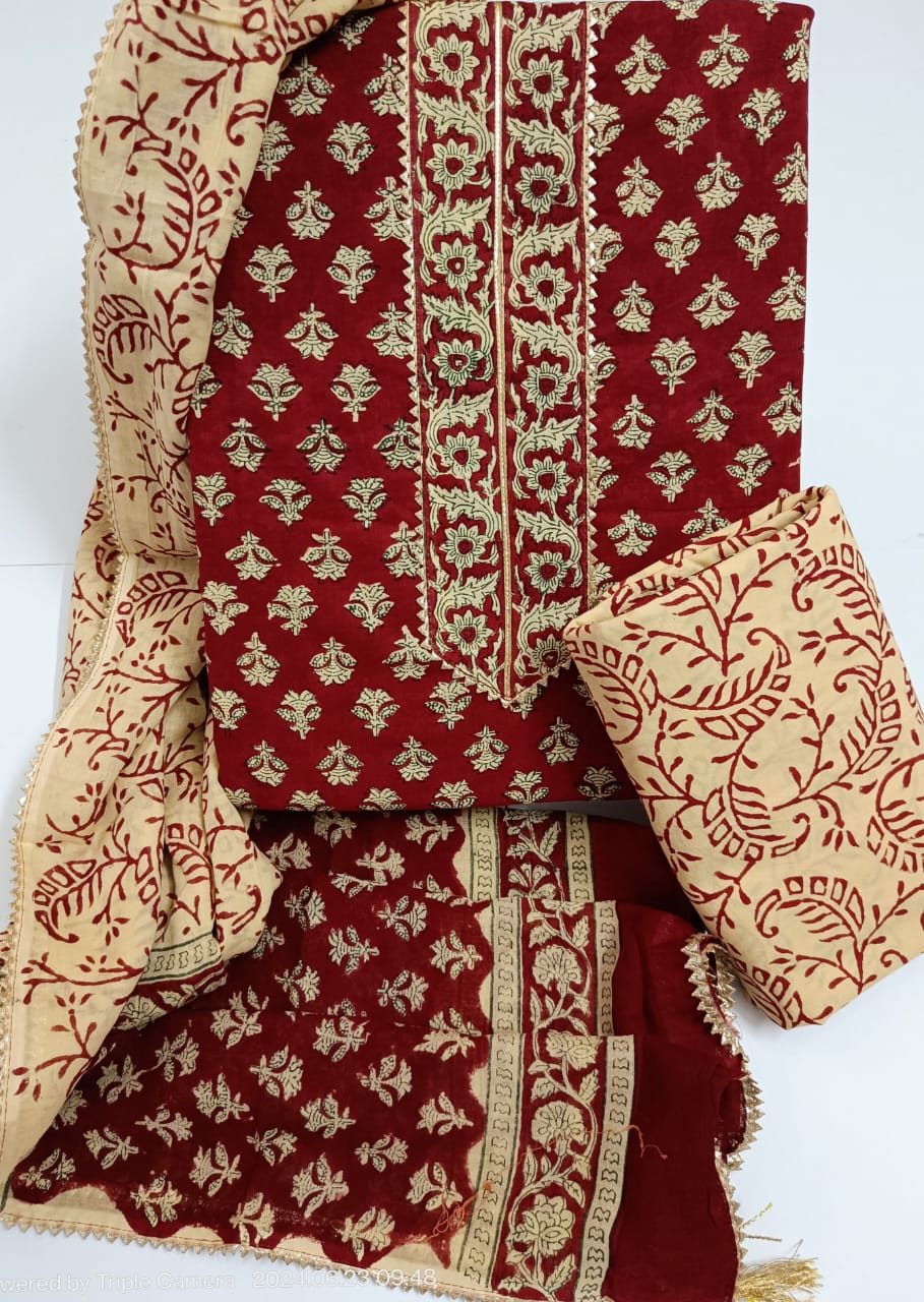 Cotton Bagru Print Dress materials