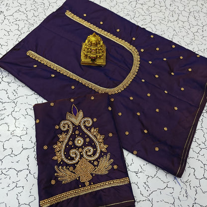 Aari work silk cotton blouse bit