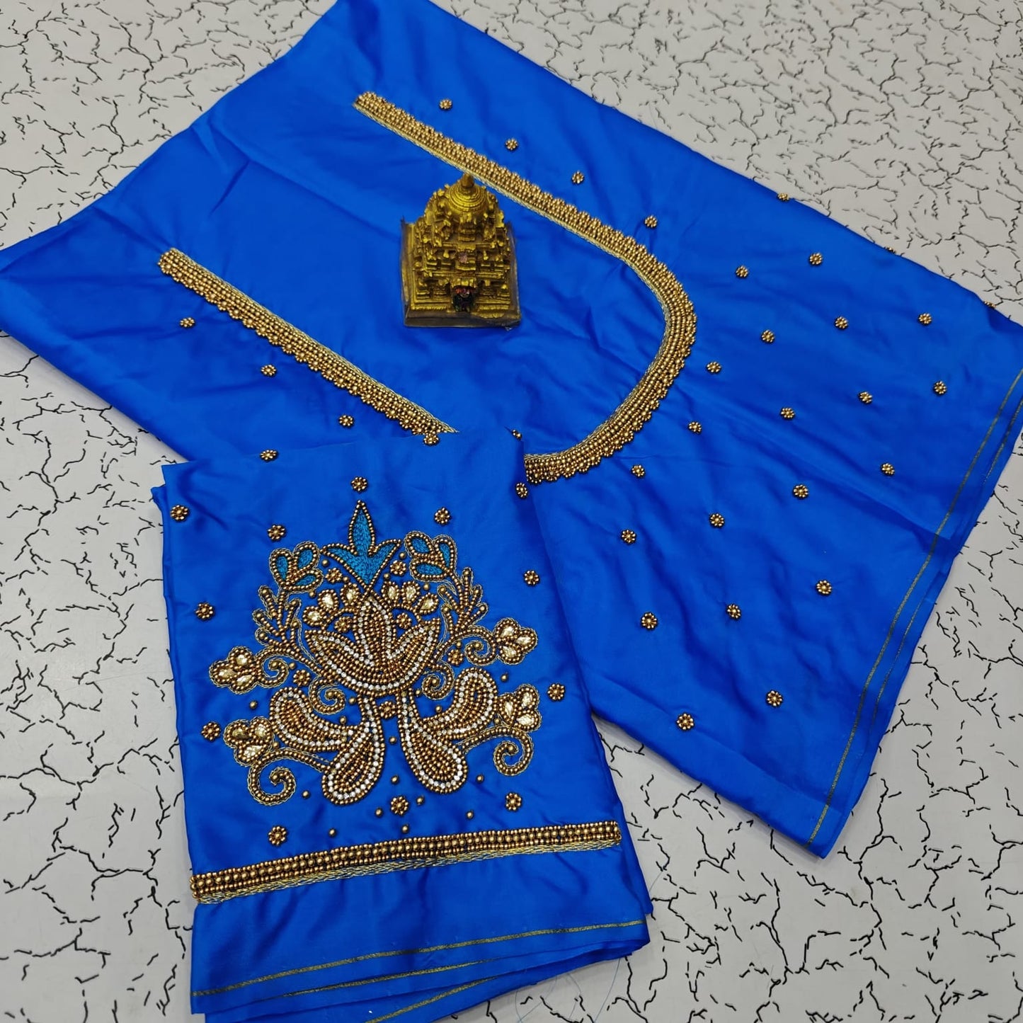 Aari work silk cotton blouse bit