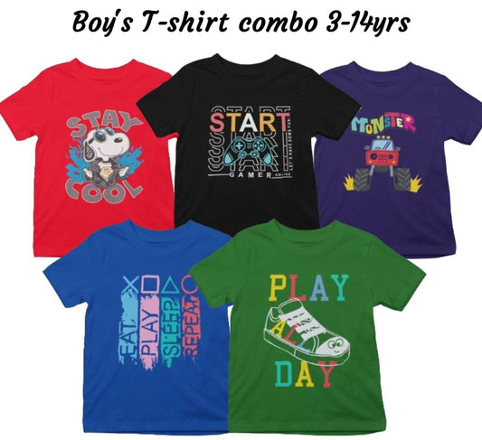 Boys Cotton Half Sleeves T-shirt Combos