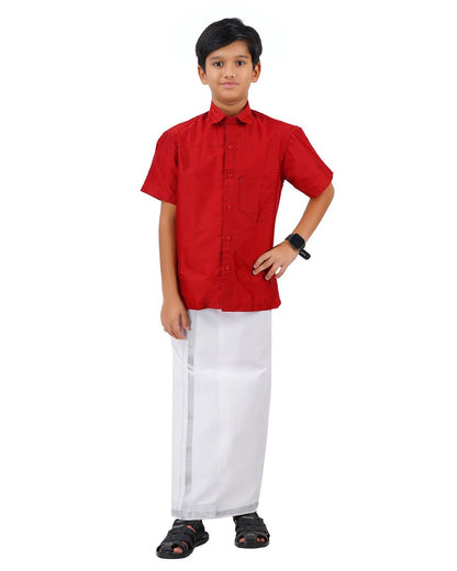 Boys Velcro Dhoti and Shirt Set