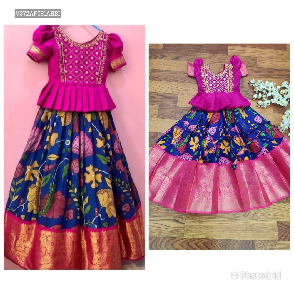 Girls Readymade Litchi Silk  Lehenga Blouse