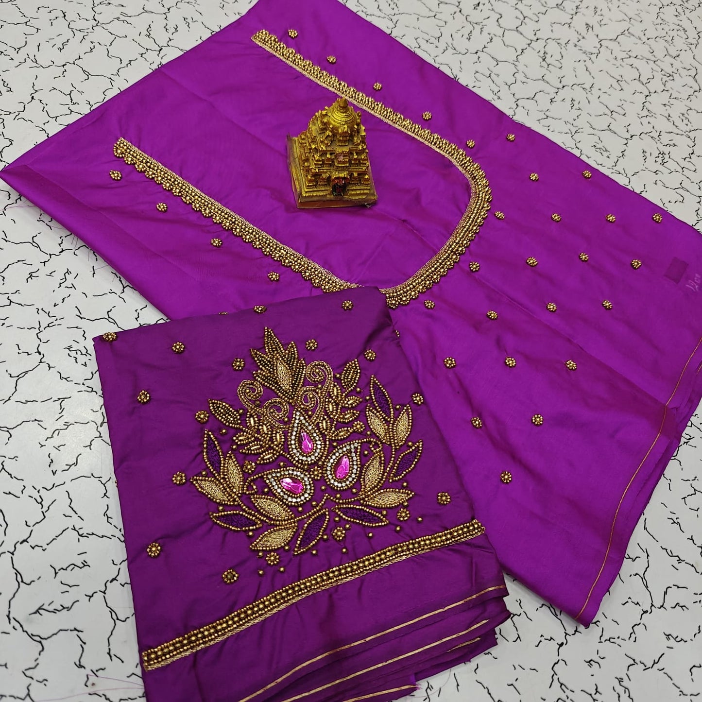 Aari work silk cotton blouse bit