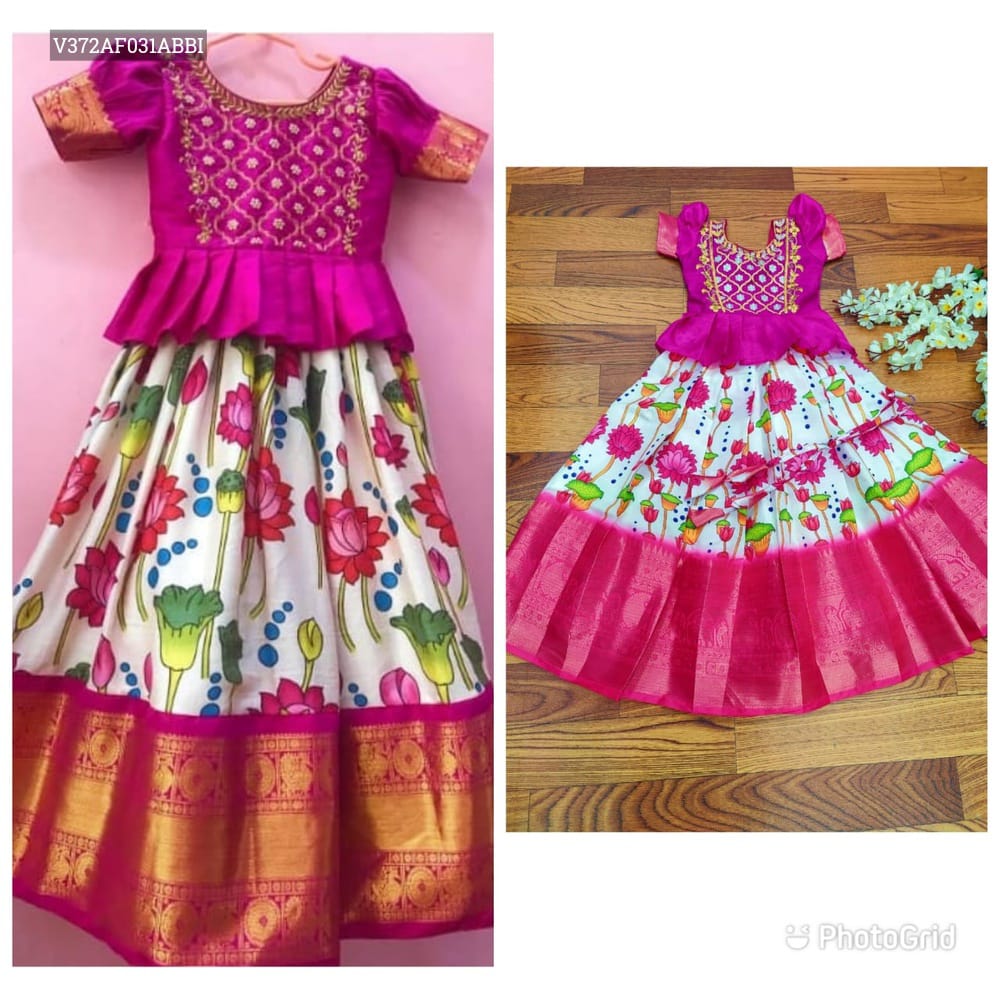 Girls Readymade Litchi Silk  Lehenga Blouse