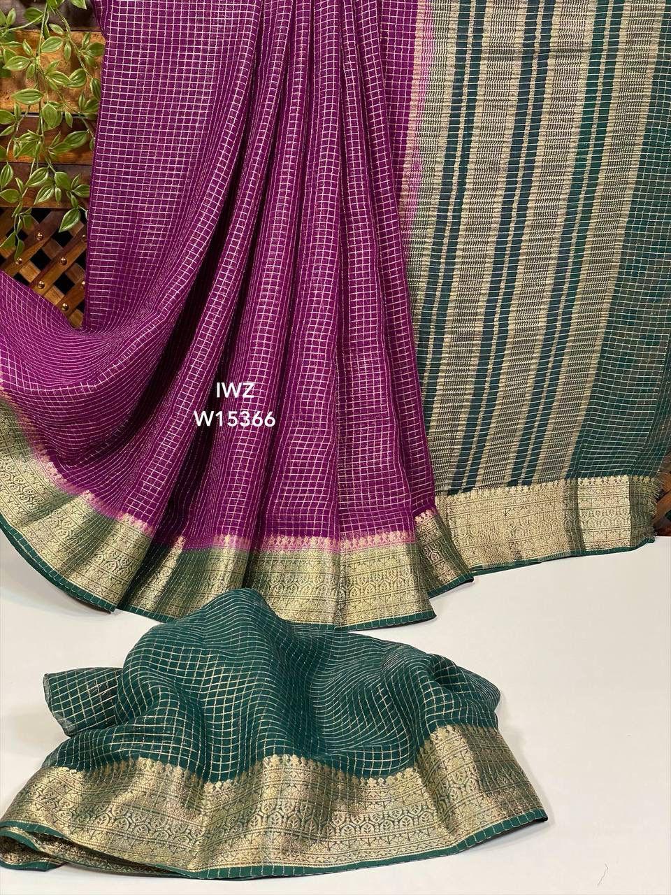 Semi Mysore Silk Checked Sarees