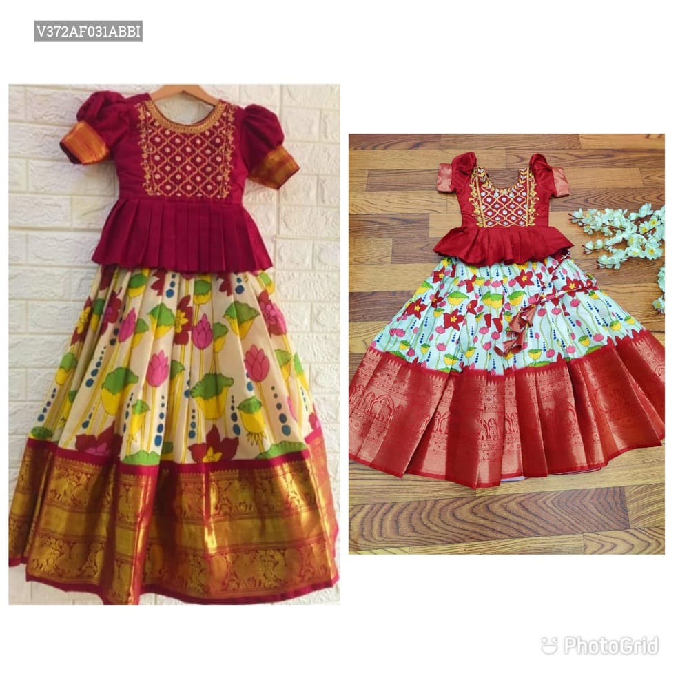 Girls Readymade Litchi Silk  Lehenga Blouse