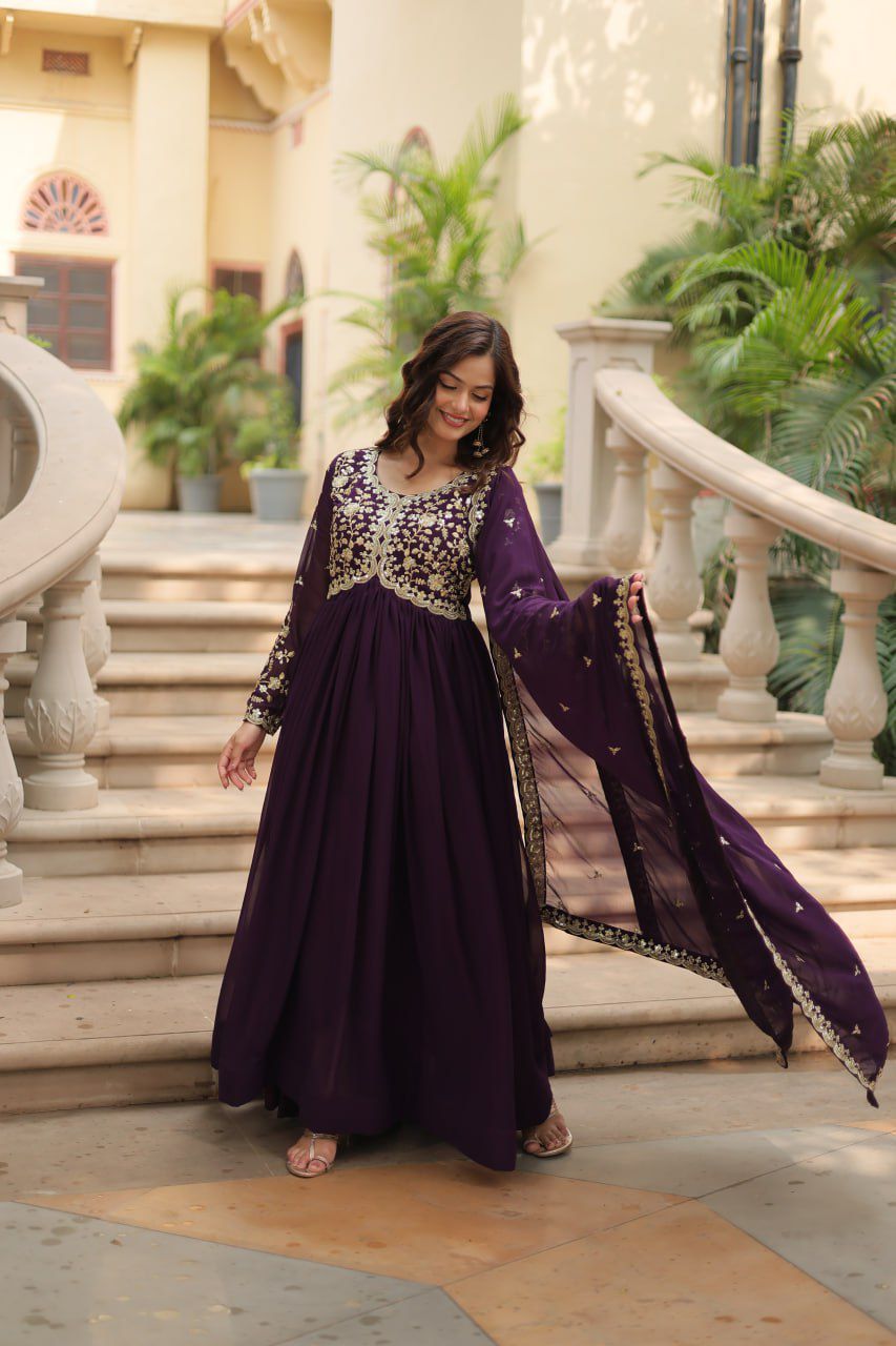 Georgette Silk Gown with Dupatta