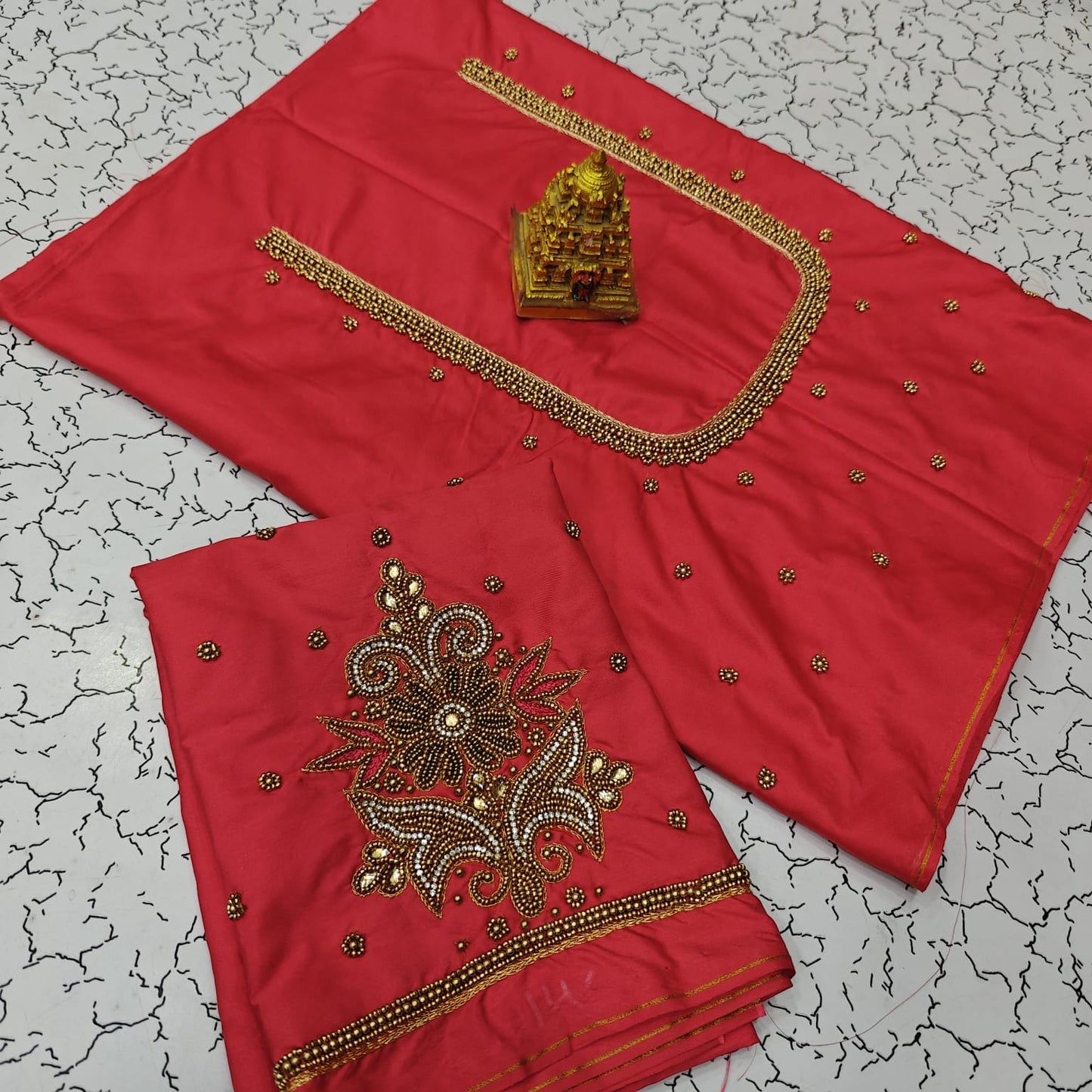 Aari work silk cotton blouse bit