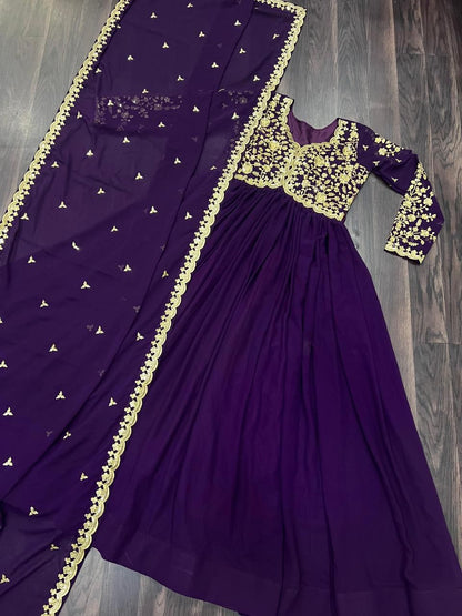 Georgette Silk Gown with Dupatta