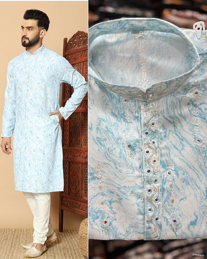 Men's Printed Cotton Kurta