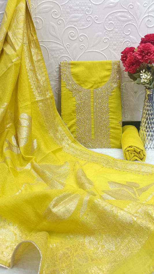 Raw Silk Embroidery Dress materials