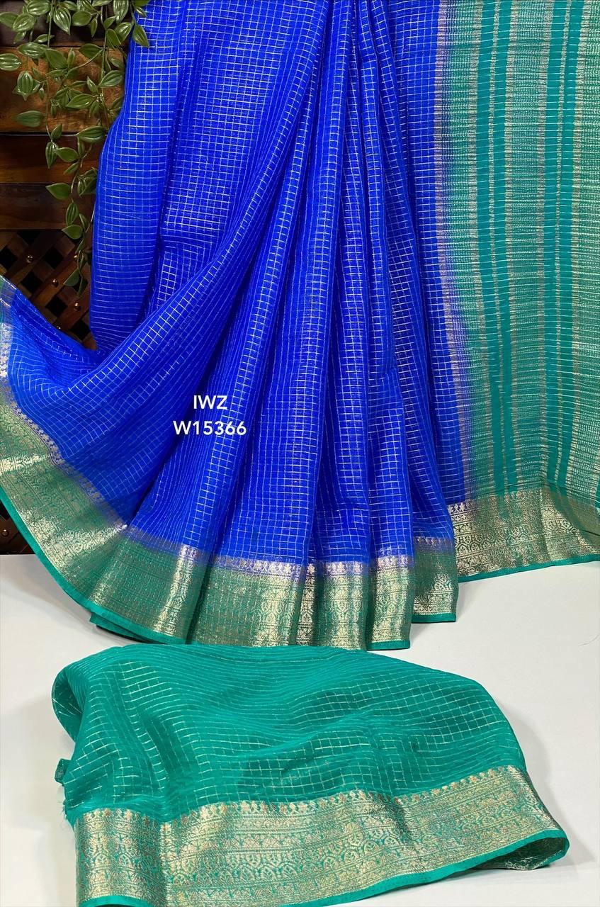 Semi Mysore Silk Checked Sarees