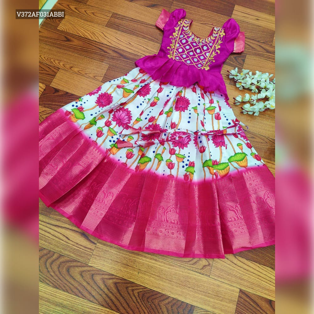 Girls Readymade Litchi Silk  Lehenga Blouse