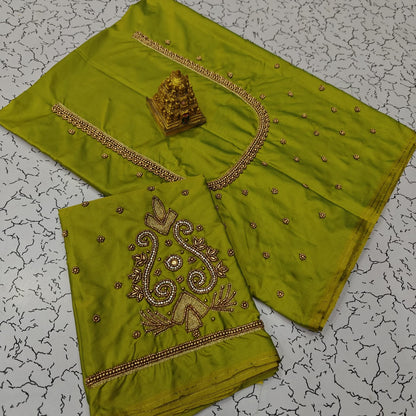 Aari work silk cotton blouse bit