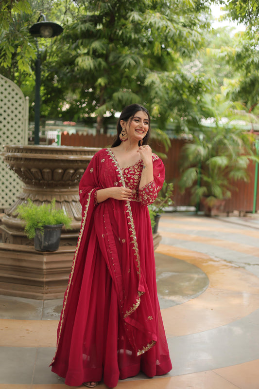 Georgette Silk Gown with Dupatta