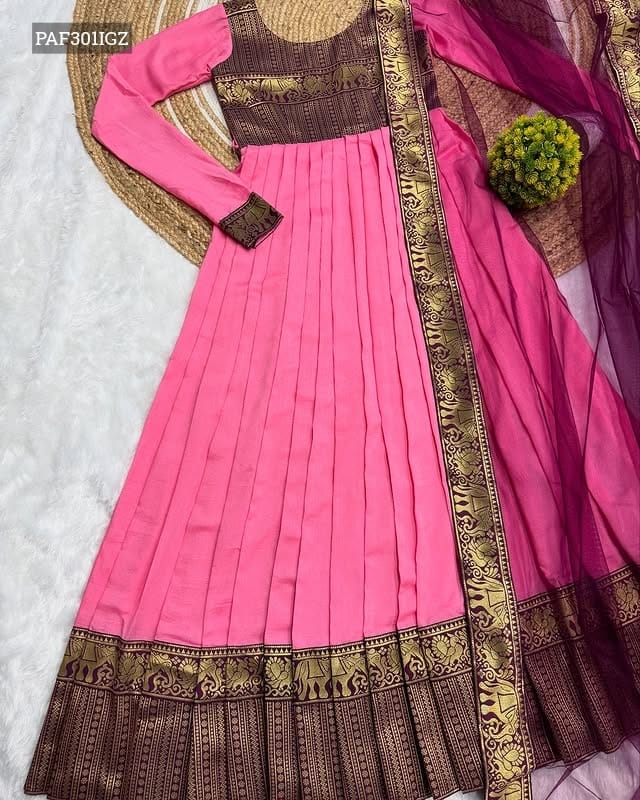 Kanjivaram Silk Gown with Dupatta