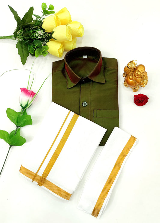 Boys Velcro Dhoti and Shirt Set