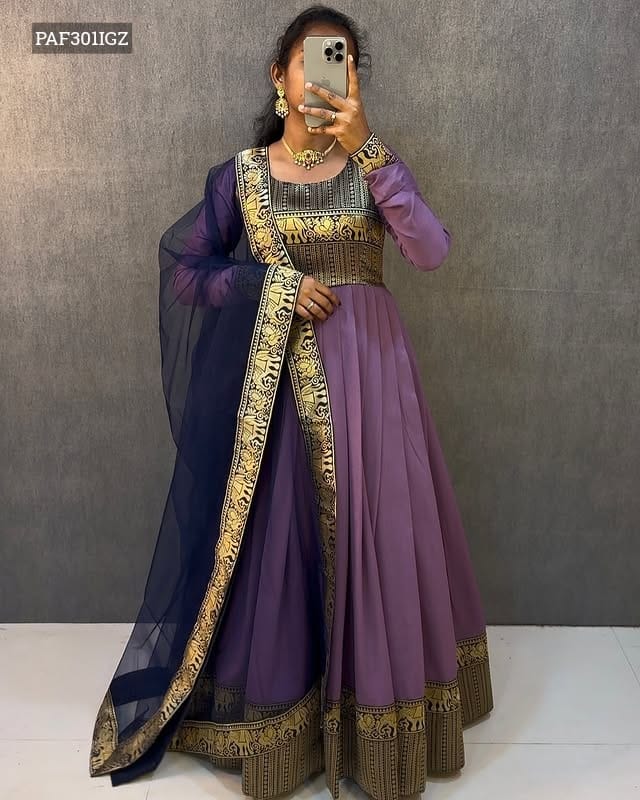 Kanjivaram Silk Gown with Dupatta