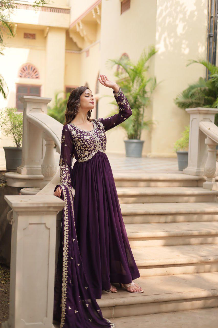 Georgette Silk Gown with Dupatta