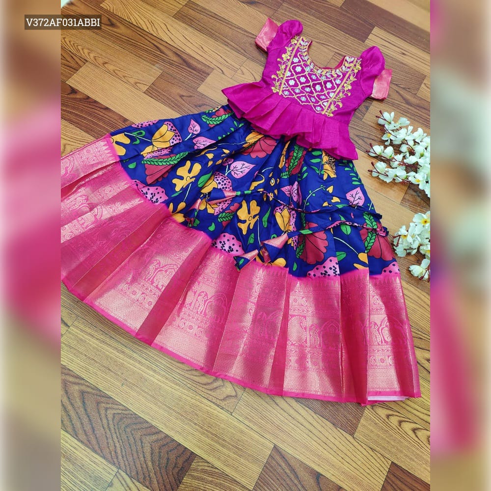 Girls Readymade Litchi Silk  Lehenga Blouse