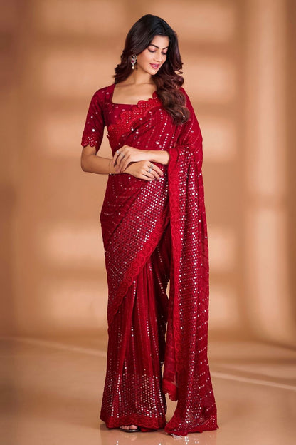 Georgette Sequence Work Sarees