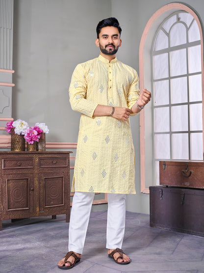 Men's Printed Cotton Kurta