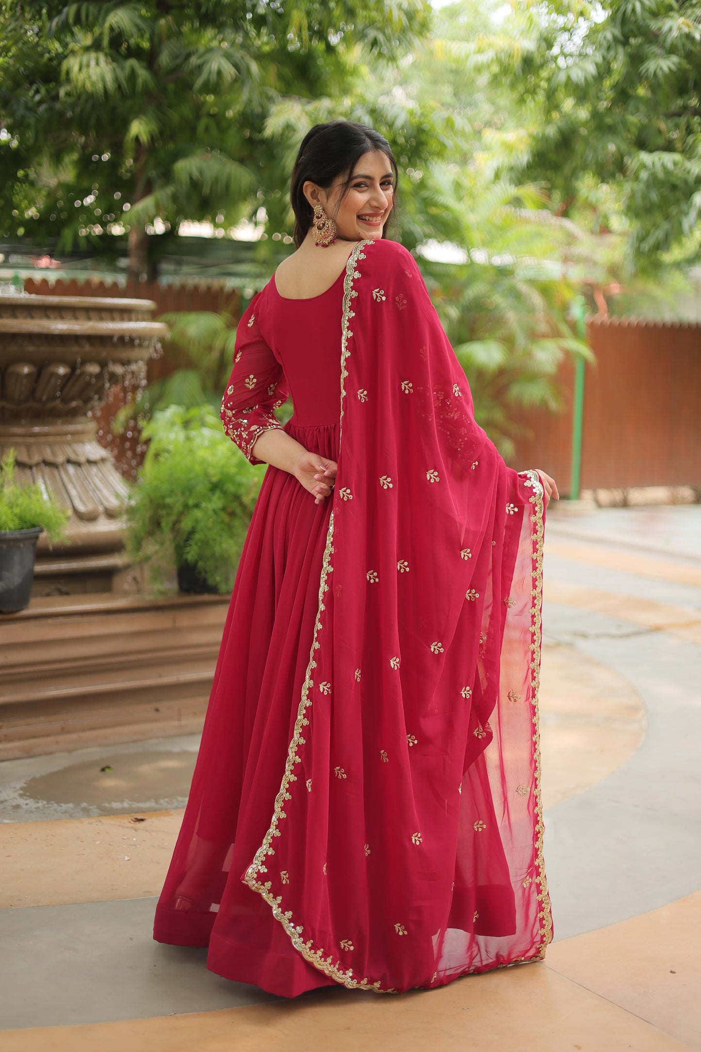 Georgette Silk Gown with Dupatta