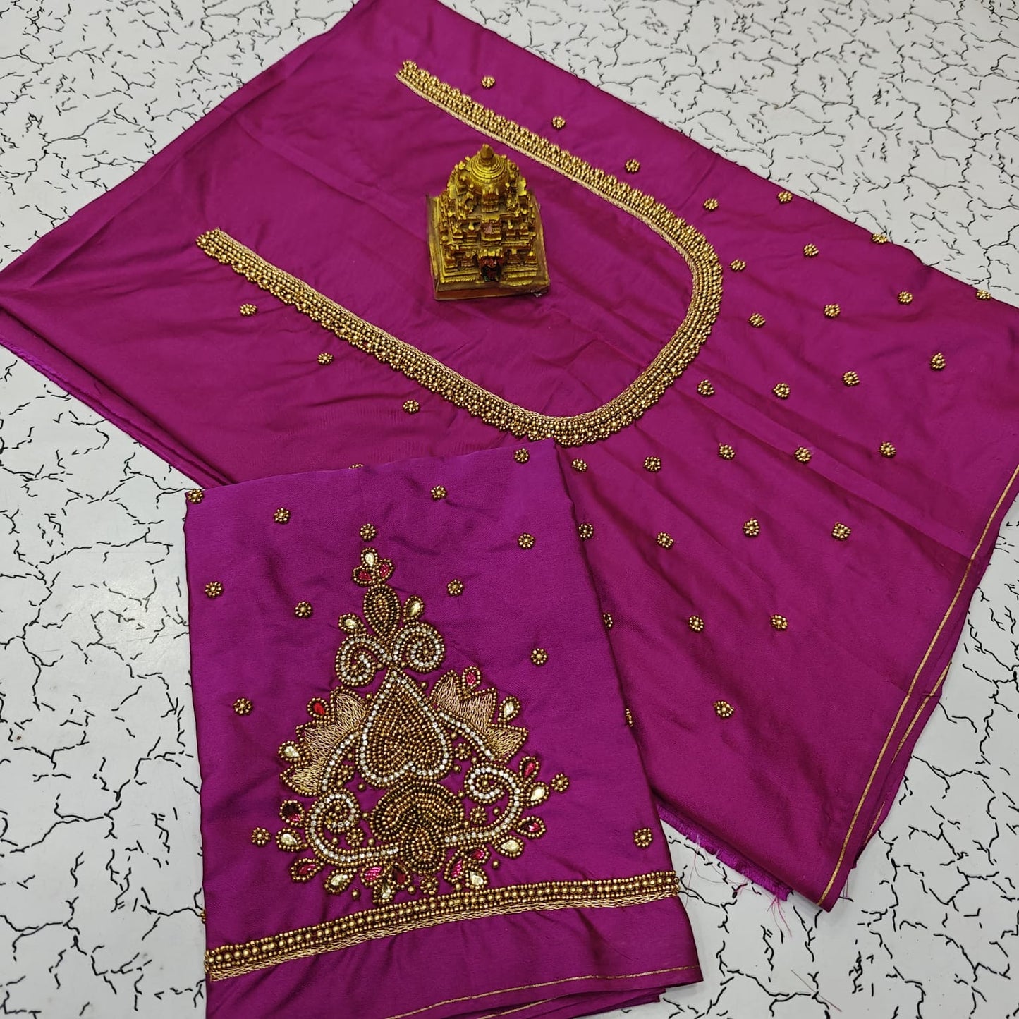 Aari work silk cotton blouse bit