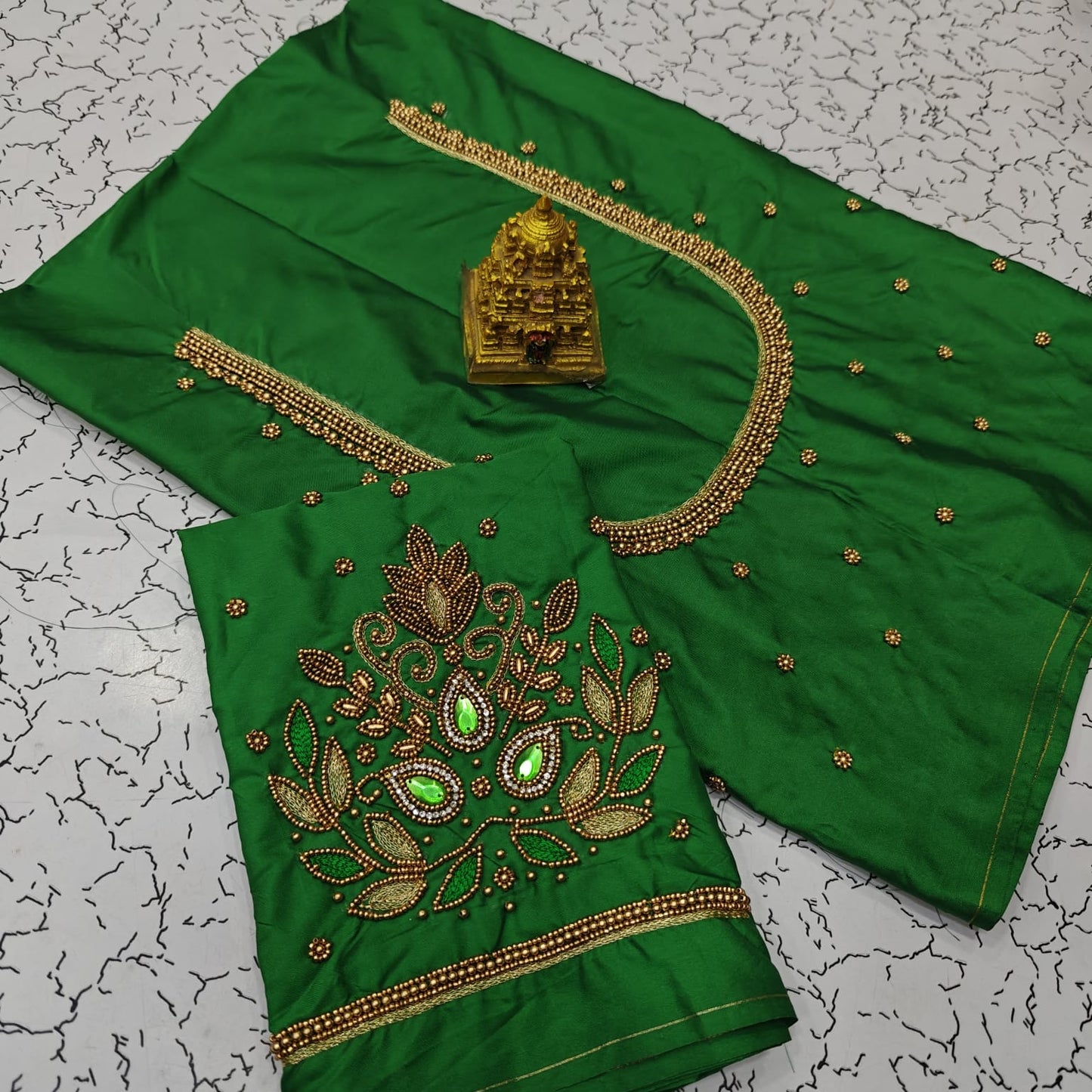 Aari work silk cotton blouse bit