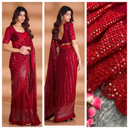 Georgette Sequence Work Sarees