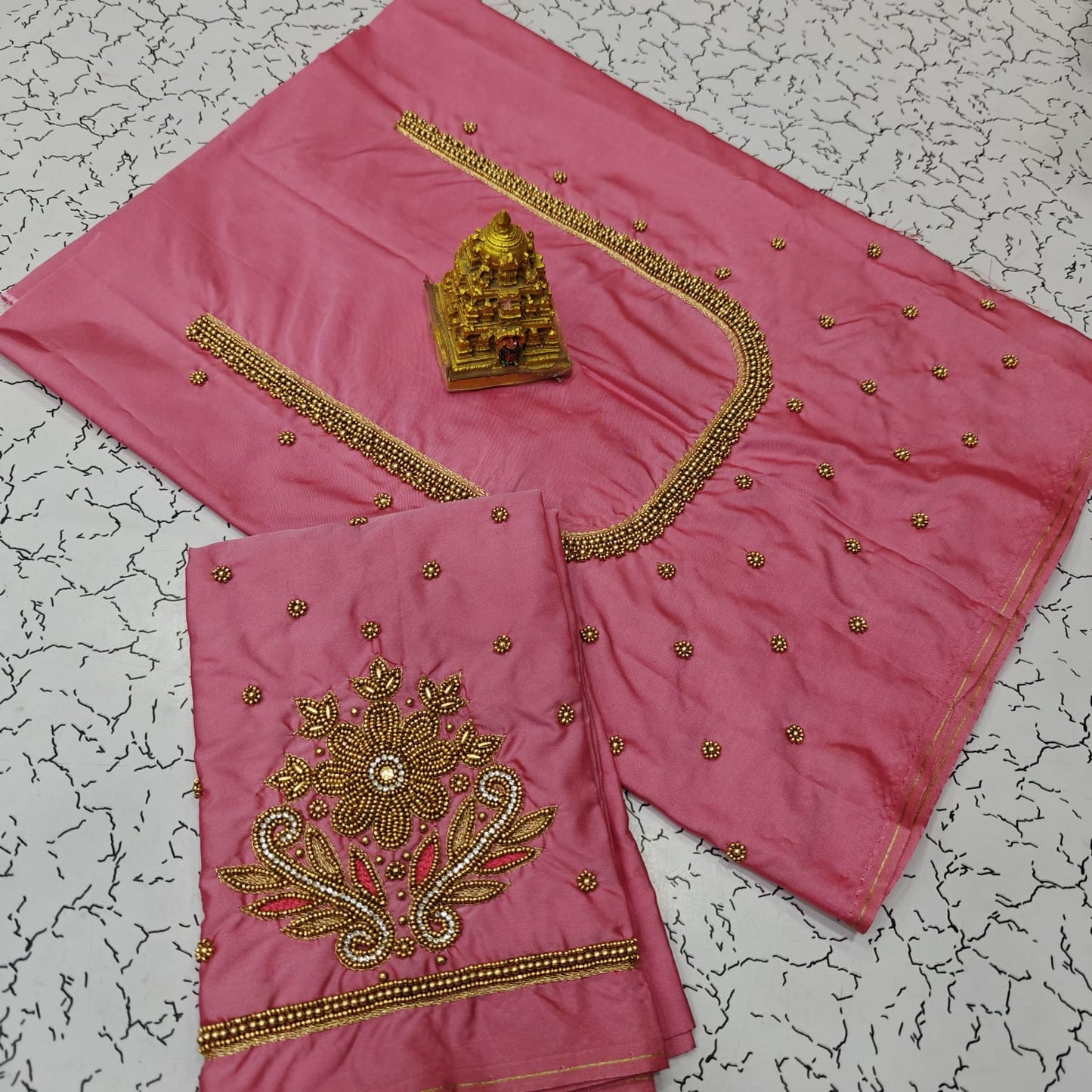 Aari work silk cotton blouse bit