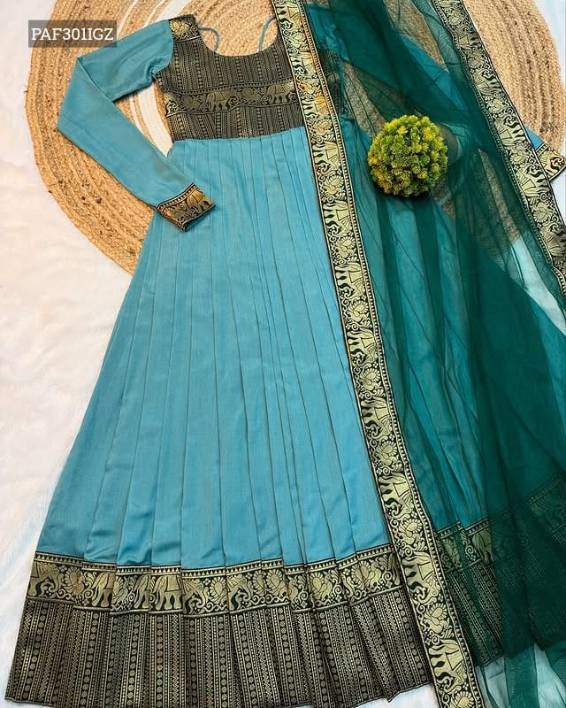 Kanjivaram Silk Gown with Dupatta