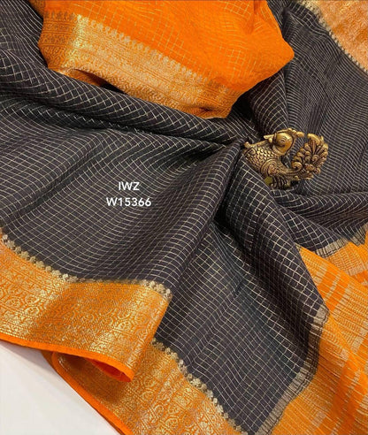 Semi Mysore Silk Checked Sarees