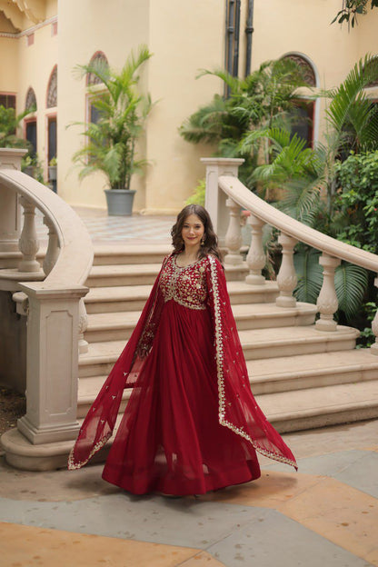 Georgette Silk Gown with Dupatta