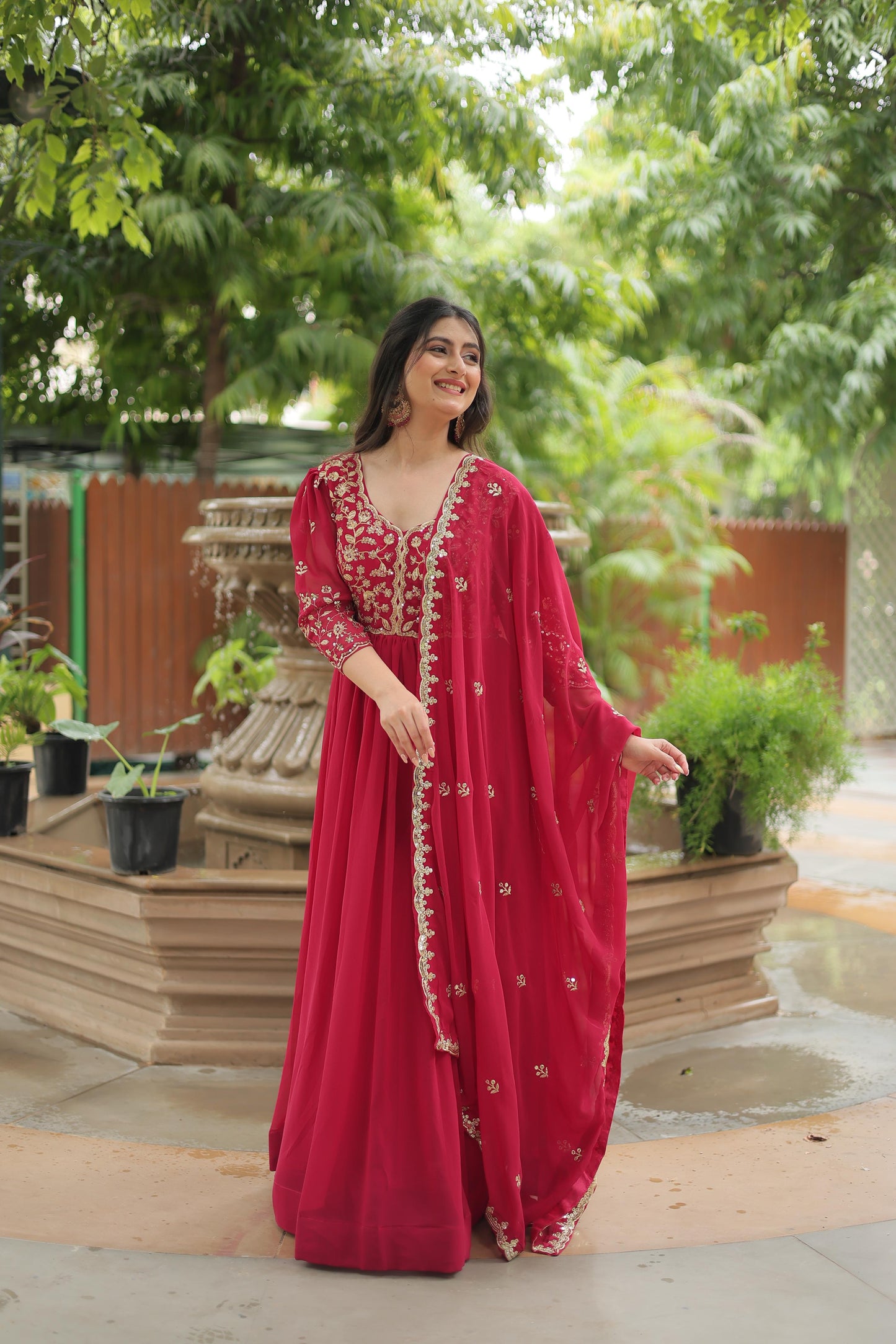 Georgette Silk Gown with Dupatta