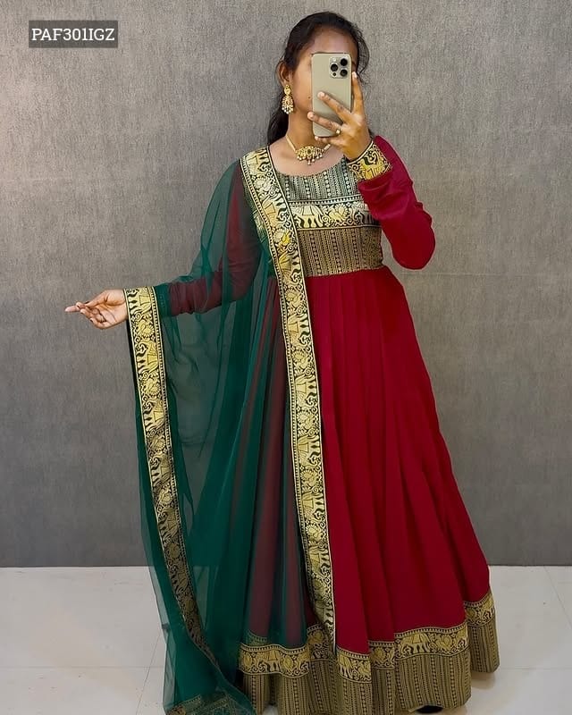 Kanjivaram Silk Gown with Dupatta